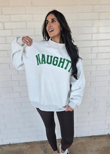 "Grinchy/Naughty" Reversible Mock Neck Sweatshirt