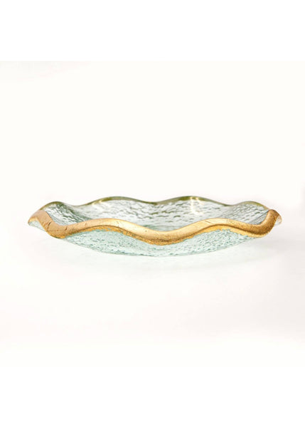 Austria Glass Trinket Dish   Clear/Gold   5x.75x5