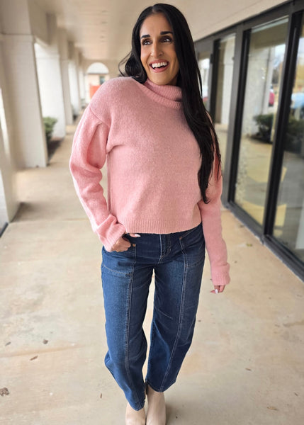 To Myself Pink Turtleneck Sweater