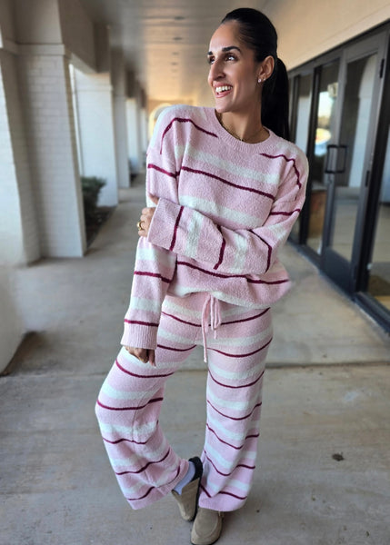 Cotton Candy Pink Plush 2 Pc Pant & Sweater Set