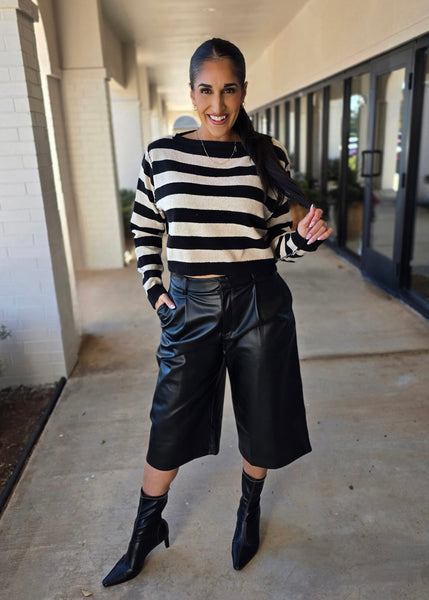 You Are Home Striped Cropped Sweater