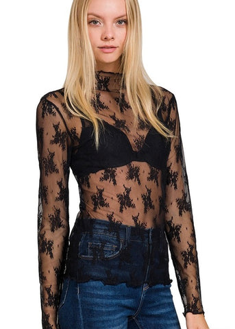 Loving In Lace Black Long Sleeve Top