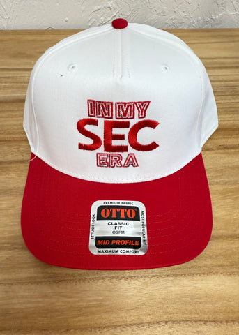 "In My SEC Era" Red & White Canvas Hat