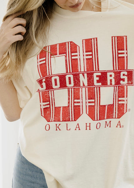 OU Sooners Preppy Plaid Ivory Tee