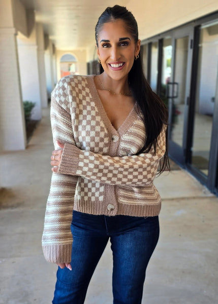 Sweet As Sugar Taupe/Cream Cardigan