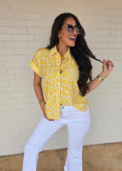 A Crazy Feeling Yellow Leopard Print Top