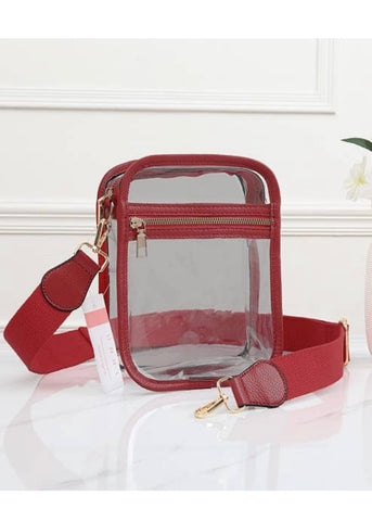 Game Day Stadium Square Clear Bags: Crimson