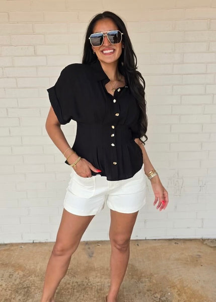 Hidden Request Black Short Sleeve Top