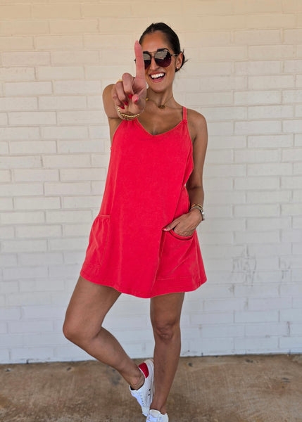 The Weekend Sporty Red Mini Romper Dress