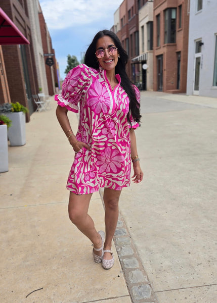 Relationship Goals Pink Puff Sleeve Dress