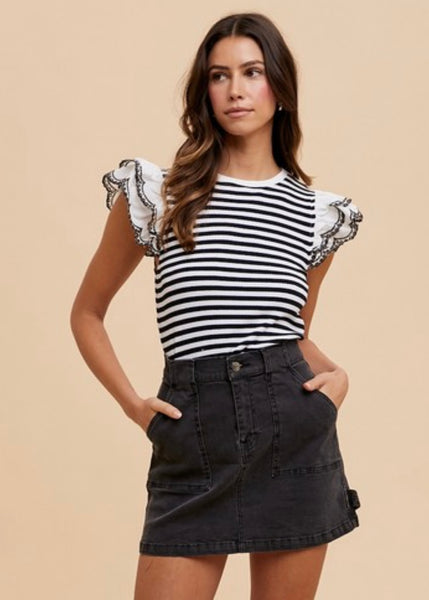 Decision Maker Black & White Striped Knit Top