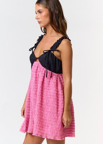 Good Vibrations Pink and Black Mini Dress