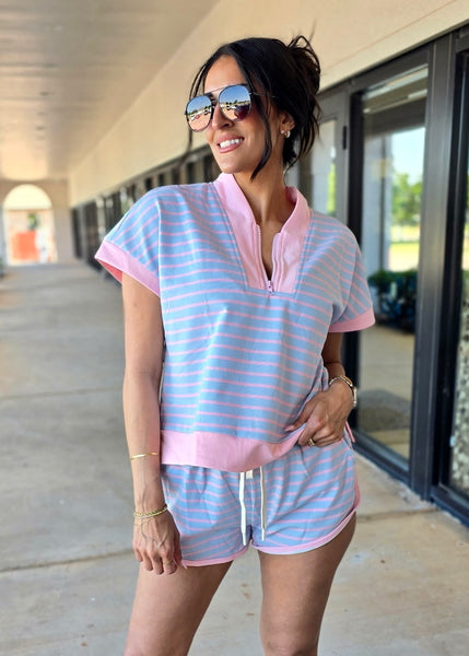 Cotton Candy 2 Pc Striped Shorts Set