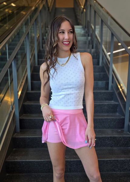 Have Your Moment Pink Mesh Skort