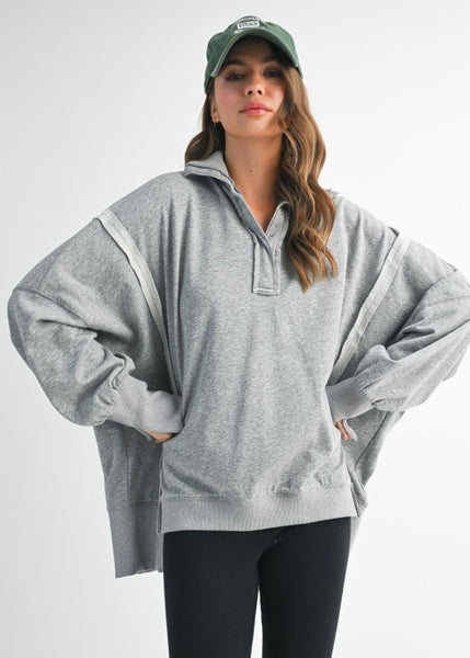 Constant Casual Grey Henley Sweatshirt
