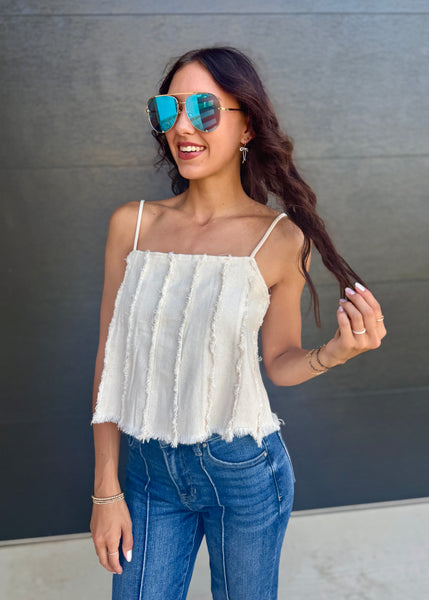 Sunday Breeze Oatmeal Denim Cami Top