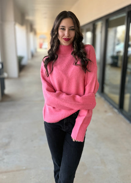 Morning Sunrise Pink Mock Neck Sweater