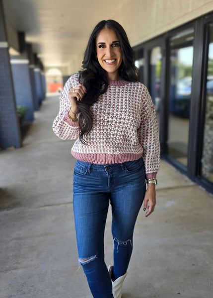 Whether Or Not Mauve/Ivory Sweater