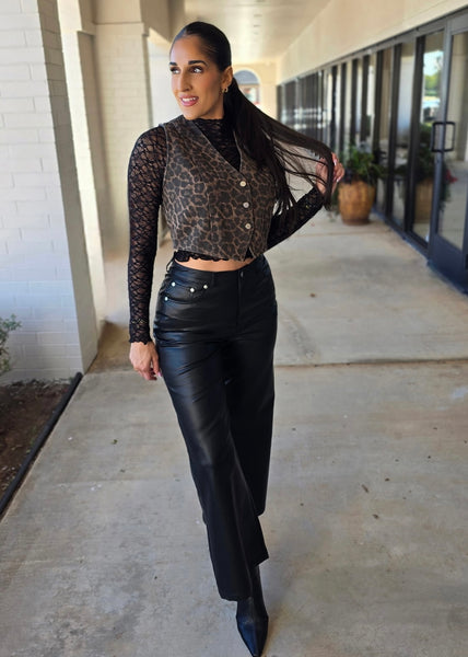 No Going Back Leopard Denim Vest