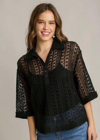 Summer Spritz Crochet Black lace Top