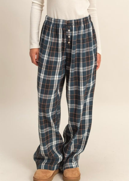 Wake Me Up Navy Plaid Pants
