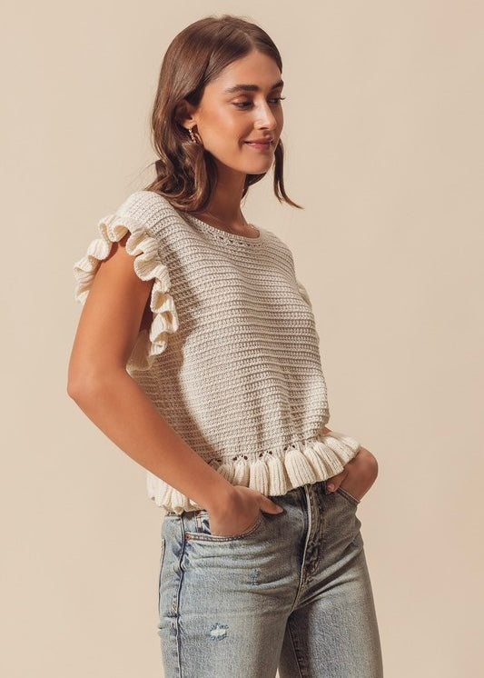 Sweet Charmer Lightweight Off White Knit Sweater