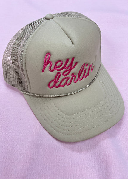 "hey darlin" Khaki/Pink Trucker Hat