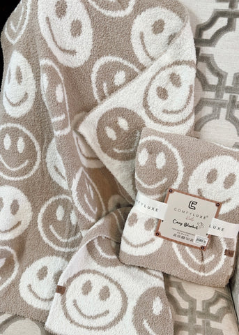 Kids Beige Smiley Luxury Soft Cozy Blanket