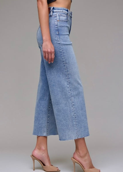 Lucy Light Wash Cropped Wide Leg Jeans