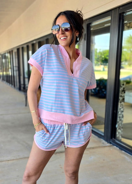 Cotton Candy 2 Pc Striped Shorts Set