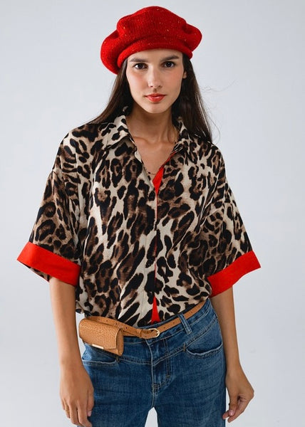 Raise It Up Leopard Button Up Top