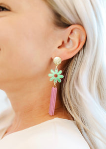Iridescent Flower Sally Tassel Earrings