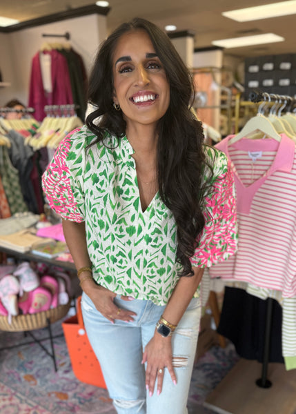 A Mothers Love Bubble Sleeve Print Top