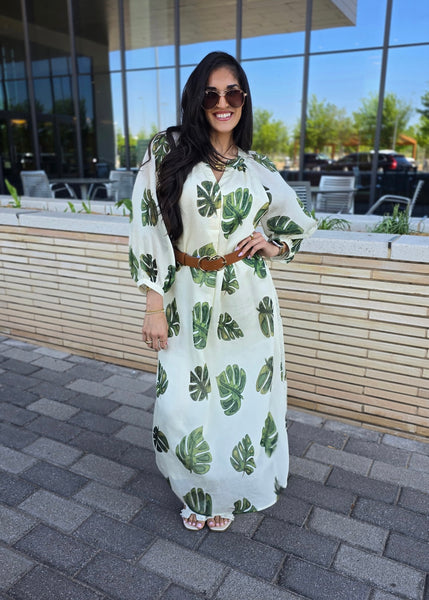 Tropical Breeze Cream Maxi Dress