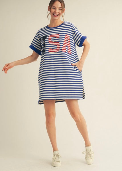 USA Striped T Shirt Dress