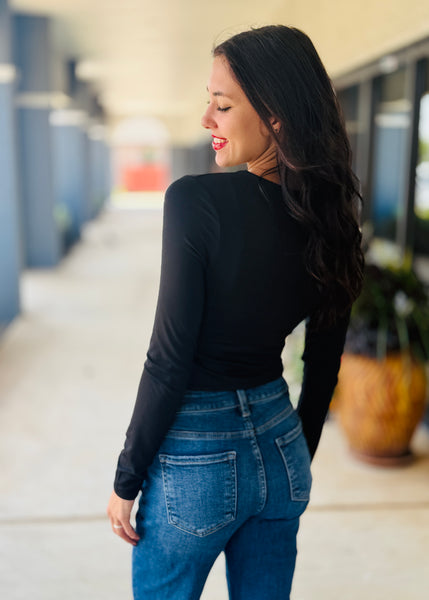 Underneath It All Basic Black Long Sleeve Top