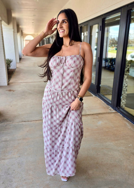 Viola Plaid Cami & Maxi Skirt Set