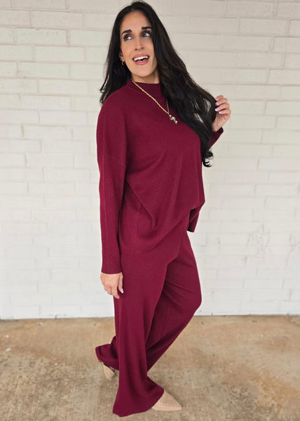 Subtly Sophisticated Burgundy 2 Pc Sweater Set