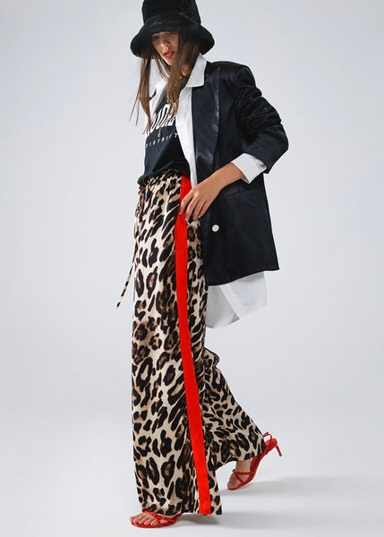 Wandering Eyes Leopard Pant With Red Side Stripe