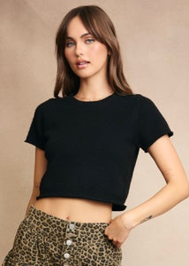 Time To Change Black Short Sleeve Sweater Top