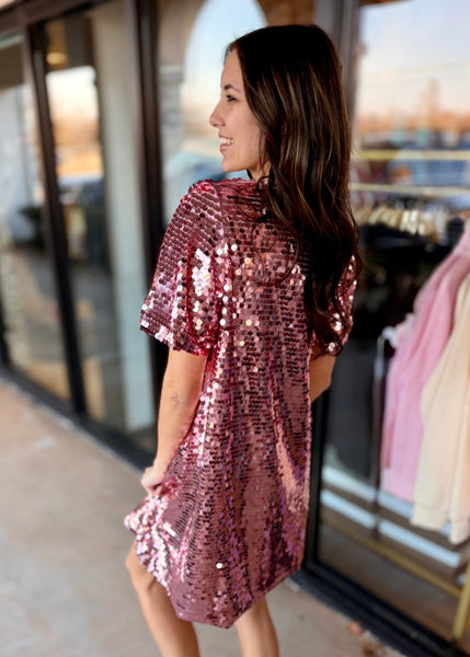 A Night Out Pink Sequin Dress