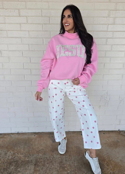 Life Is Good Pink Polka Dot Barrel Jeans