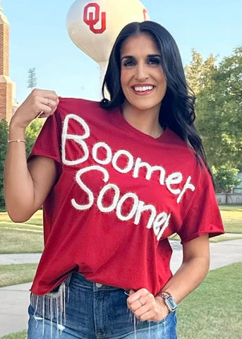 BOOMER SOONER Crimson Stadium Oversized Tee