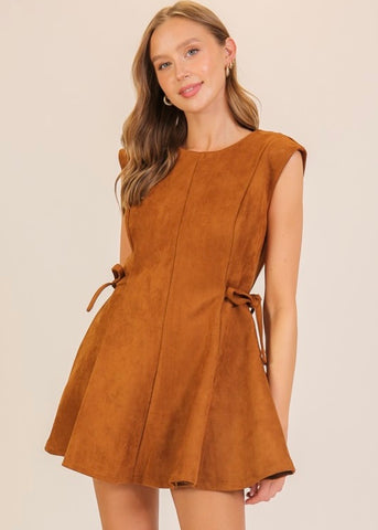 It's Just Right Camel Colored Fit and Flare Dress