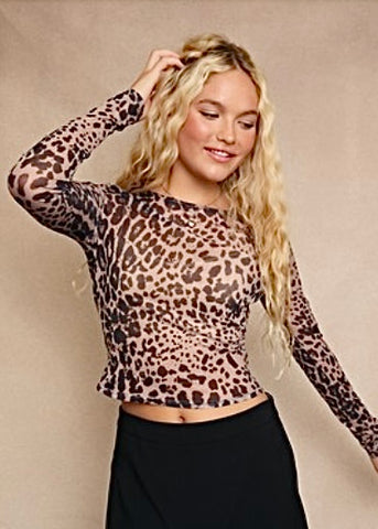 Loving Leopard Long Sleeve Mesh Top