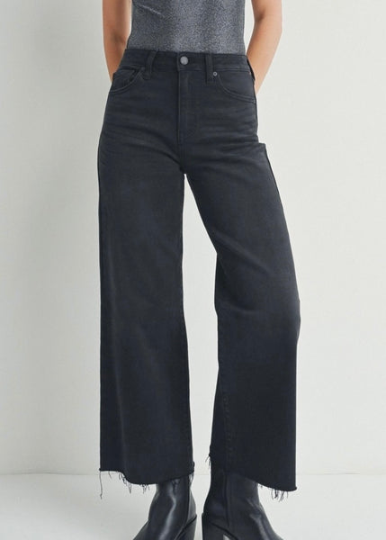 Kate Washed Black Slim Wide Leg - SIZE 31