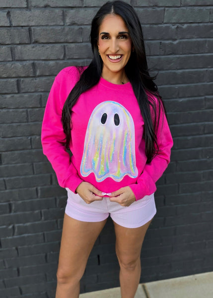 Shimmering Ghost Hot Pink Halloween Sweatshirt