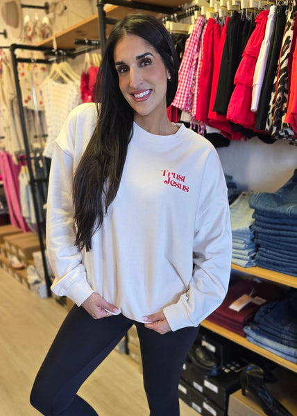 "Trust Jesus" Ivory Sweatshirt