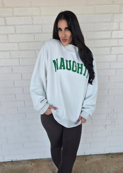"Grinchy/Naughty" Reversible Mock Neck Sweatshirt