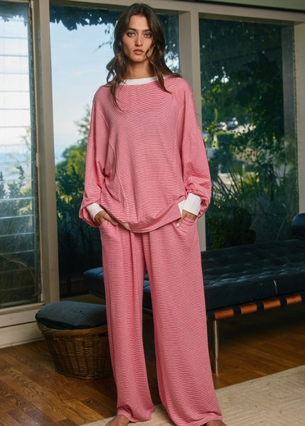 Just Wait For It Red & White Striped Casual Pant